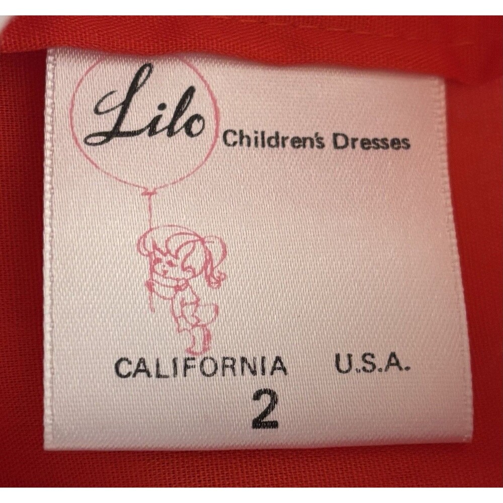 VTG Lilo Circle Dress Red Eyelet Lace Pageant Pinafore Crinoline Twirl Holiday - Picture 5 of 9